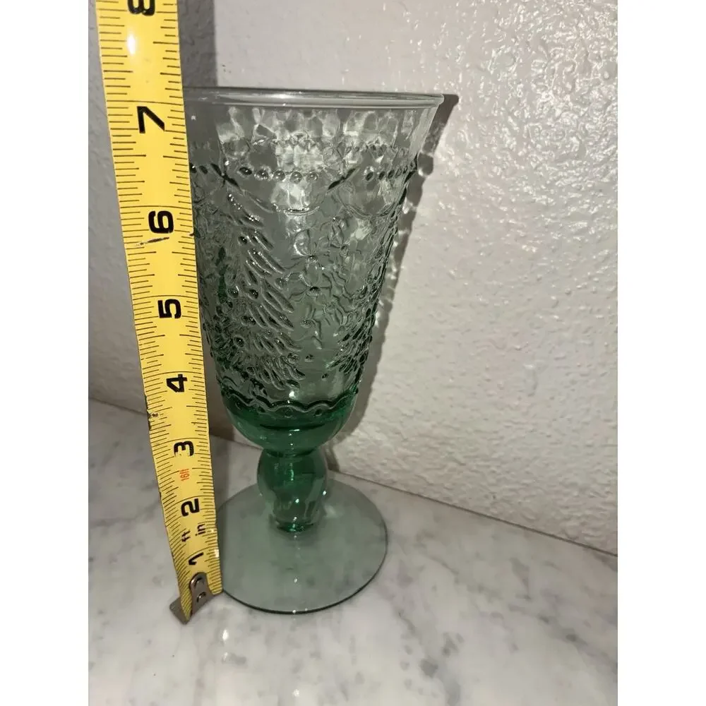 Studio Nova Holiday Cheer Handmade Goblets Christmas Trees Glasses 12oz Set Of 3
